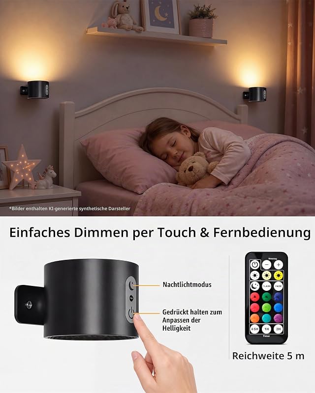 2ER LED Wandleuchte Innen Akku RGB mit Fernbedienung — Foto 3 von 8