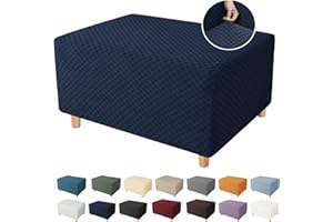 YEMYHOM Ottoman Cover Latest Jacquard Design High Stretch Folding Storage Footstool Protector Rectangle Removable Slipcover (
