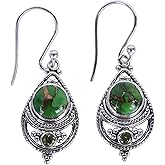 NOVICA Artisan Handcrafted Turquoise Dangle | Dangle For Women Sterling Silver | Vintage Birthstone | Elegant Turquoise | Green Chalcedony Dangle Earrings