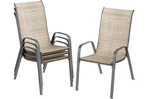 TLSUNNY Patio Chairs Set of 4, Stackable Textilene Outdoor Dining Furniture for All Weather, with 17.7″ Wide Seat & Metal Fra