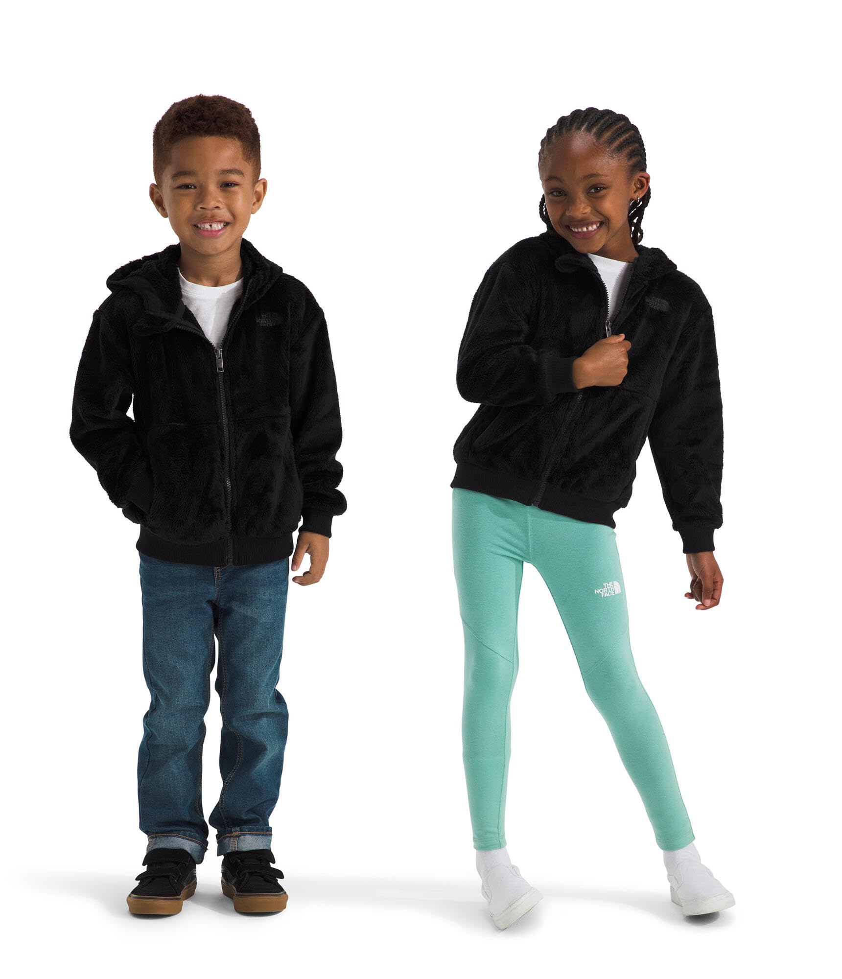 The North Face Kids’ Osito Full Zip Fleece Hoodie | Recycled Polyester Fleece Jacket with Ribbed Cuffs & Hem, Set-In Sleeves, TNF Black, 4