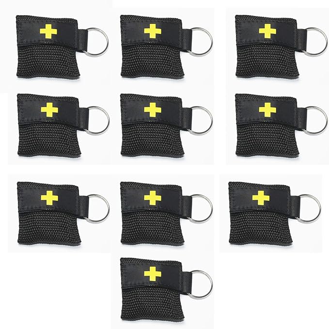 Worldconnection CPR Maske schwarz Beatmungsmaske Beatmungstuch Schlüsselanhänger Beatmungsfolie