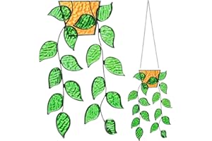 FACULX Stained Acrylic Window Hangings Handmade Suncatcher Green Plants for Window, Stained Acrylic Panels Sun Catchers Gift for Home Garden Decor