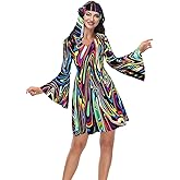 Disco Fancy Dress Outfit Set Hippy 60s 70s 80s 90s Costume Plus Size Disco Halloween Costumes for Women Clothes