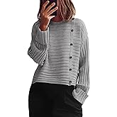 PRETTYGARDEN Womens Sweaters Fall 2026 Casual Long Sleeve Crewneck Button Loose Winter Knit Pullover Sweater Tops