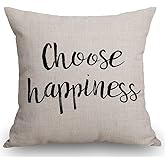 SSOIU Choose Happiness Throw Pillow Covers Farmhouse Decorative Square Pillow Covers 18x18 Inches for Farmhouse Home Decor