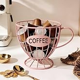 MWRDSM Coffee Pod Holder, Large Capacity K Cup Holder Coffee Capsule Storage Basket Tea Organizer for Countertop Kitchen Bar (Pink)