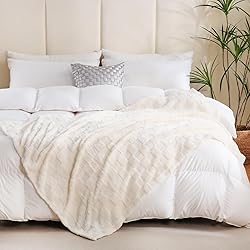 Linecooo Cream White Fleece Throw Blanket