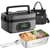 Eosyrennis 21000mAh Rechargeable Cordless Electric Lunch Box for Adults with Bag, 1.2L Food Warmer with Timer & Leak-Proof, Portable Self-Heating for Office, Car, Travel, Outdoor