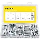TJBTORJT 400Pcs Nail Assortment Kit, 5 Sizes Wood &amp; Finishing Nails Set Up to 2 Inch, Flat &amp;Round Head Hardware Nails for Woodworking, Home Repair &amp; Light Picture Hanging
