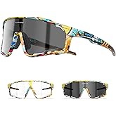 KAPVOE Photochromic Cycling Glasses for Men Women Sports Sunglasses Frame Discoloration HD Bike Glasses K76