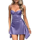 Memoriesea Women's Sleeveless Spaghetti Strap Ruched Sexy Mini Club Party Dress
