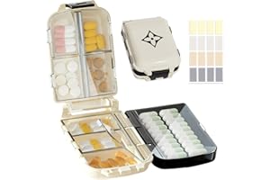 3-Layer Foldable Travel Pill Organizer with 16 Labels,Pocket Medicine Organizer Box with 8 Compartments for Large Capacity,Po