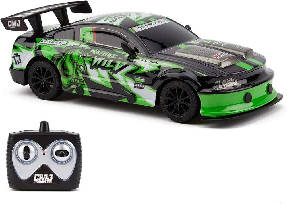 CMJ RC Cars Road Rebel Green Machine 1:24 Scale High Speed Remote Car 12 KMH
