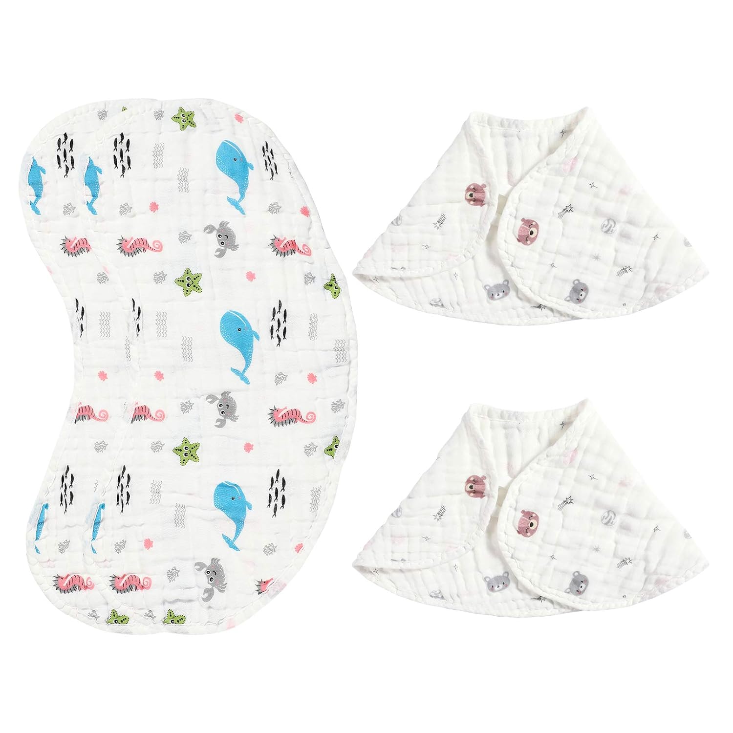 Burp Cloths Baby Bibs 4 Pack 100% Cotton 6 Layers Multi-Use Muslin Burp Cloths for Boys & Girls Muslin Cloths by Yoofoss (1-24 Month): Baby