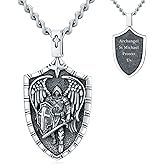 WINNICACA 925 Sterling Silver Patron Saint Amulet Necklace for Men Women Protection Medal Jewelry Birthday Valentine's Day Gifts for Men Husband(with Gift Box)