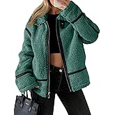 Tankaneo Womens Faux Fur Jackets Winter Trendy Sherpa Moto Leather Patchwork Zip Up Coat