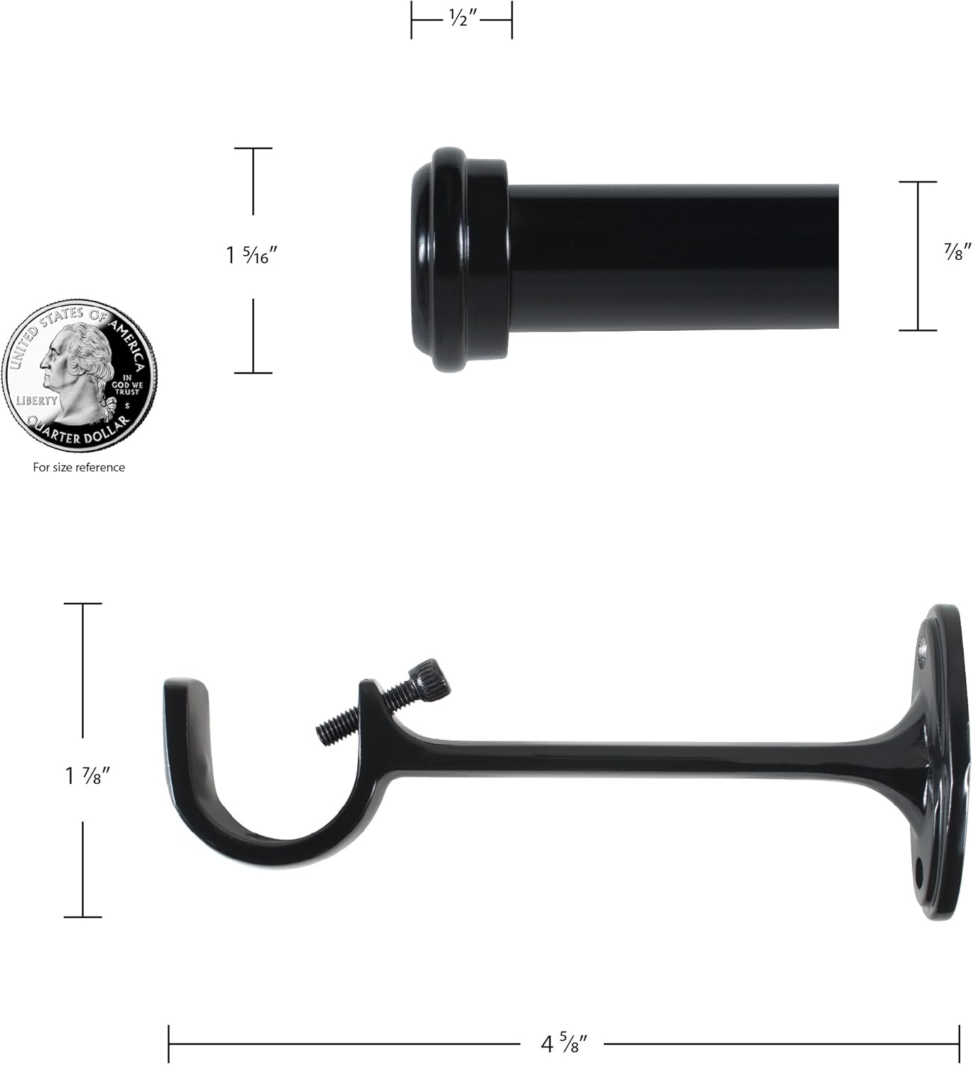 Decopolitan End Cap Single Curtain Rod Set, 18 to 36-Inch, Nickel: Home & Kitchen