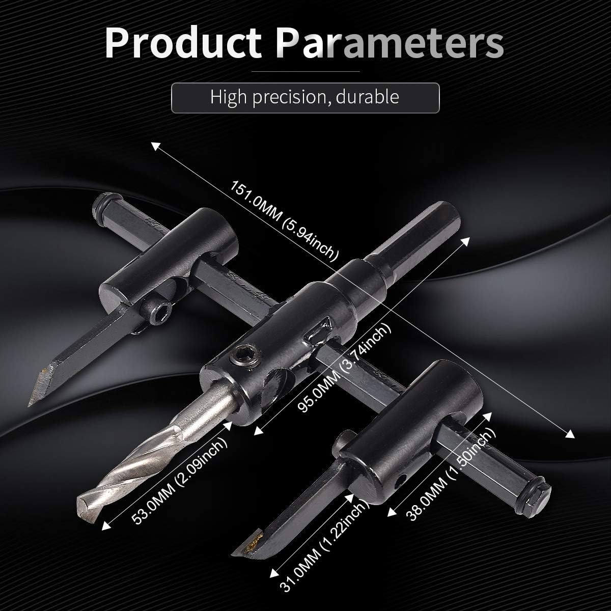 KATUR 30mm to 120mm Adjustable Circle Hole Cutter Adjustable Plane Type Metal Wood Circle Cutter Kit Wood Drywall Drill Bit Saw Round Cutting(30-120mm) - Image 3