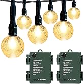 LOENDE Battery Operated String Lights Waterproof 16FT 30 LED 8 Modes Fairy Garden Globe String Lights with Timer for Christmas Tree Holiday Outdoor Indoor Patio Party Decor, Warm White (2 Pack)
