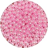 400pcs 8mm Pearl Beads Satin Luste Round Loose Plastic Pearl Craft Beads for Jewelry Making Earring Bracelet Necklace Key Chains Sewing Crafts Decoration (Light Pink)