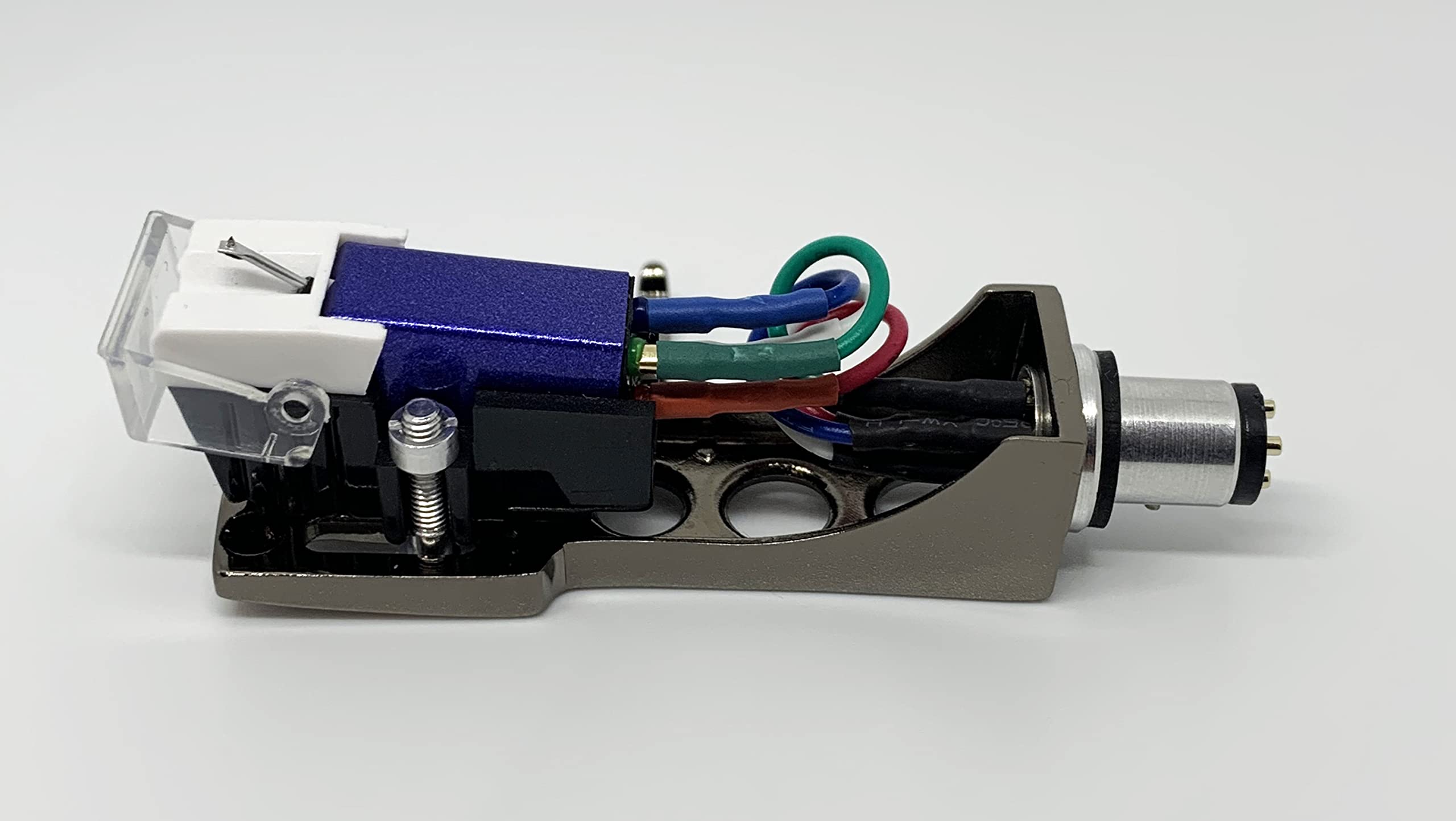 Blue Cartridge and Stylus, needle and Titanium Headshell with mounting bolts for Pioneer SPL100, PL112D, PL12D, PL117D, PL15R, PL514, PL50