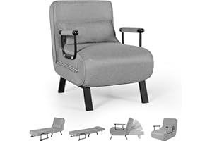 TYBOATLE Convertible Sofa Sleeper Chair Bed, Chaise Lounge Couch, 5 in 1 Folding Bed with 5-Position Adjustable Backrest & Pillow, Floor Single Futon Chairs for Small Spaces, Home Office (Light Grey)