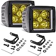 JIEPENG Amber LED Cubes, LED Pods 2PCS 3Inch 100W High Lumen Spot Cubes Yellow Fog Lights Off Road Driving Light Waterproof for Trucks ATV SUV Marine Front Bumper
