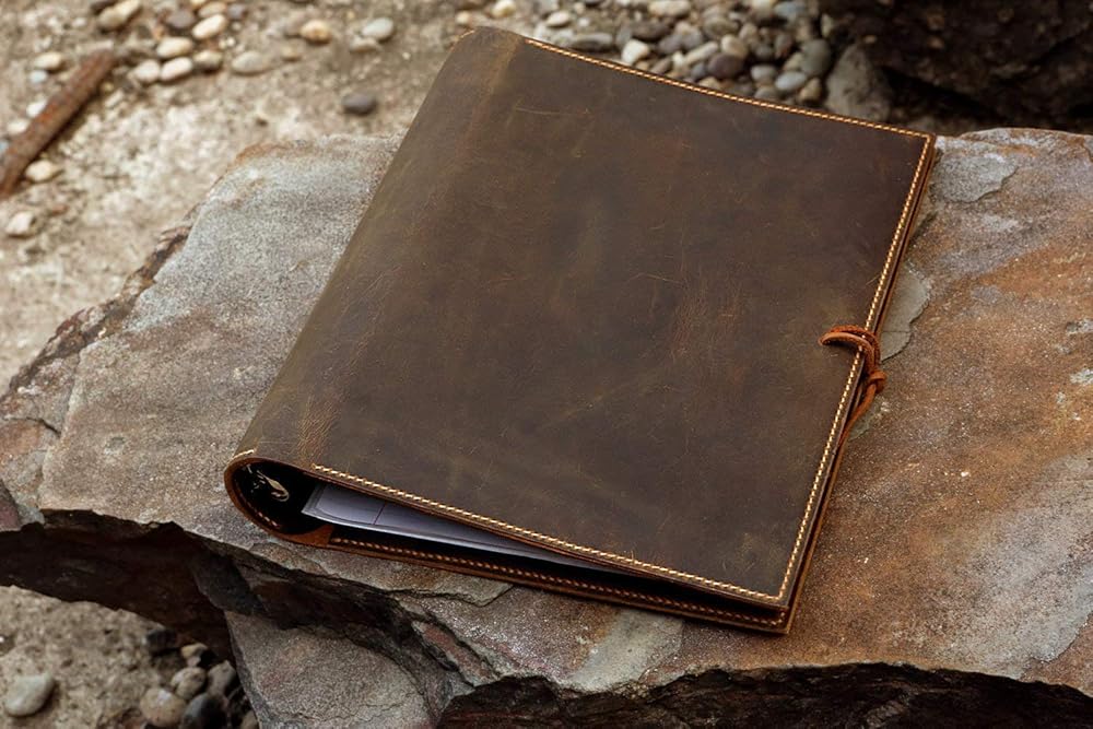 leather 2 inch 3 ring presentation binder portfolio