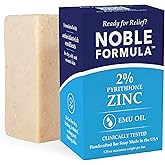 Zinc Pyrithione Soap Bar 2% with Emu Oil, Noble Formula, 3.25 oz | Face, body &amp; scalp cleanser | For dry, flaky, itchy skin | No palm oil | Made in USA