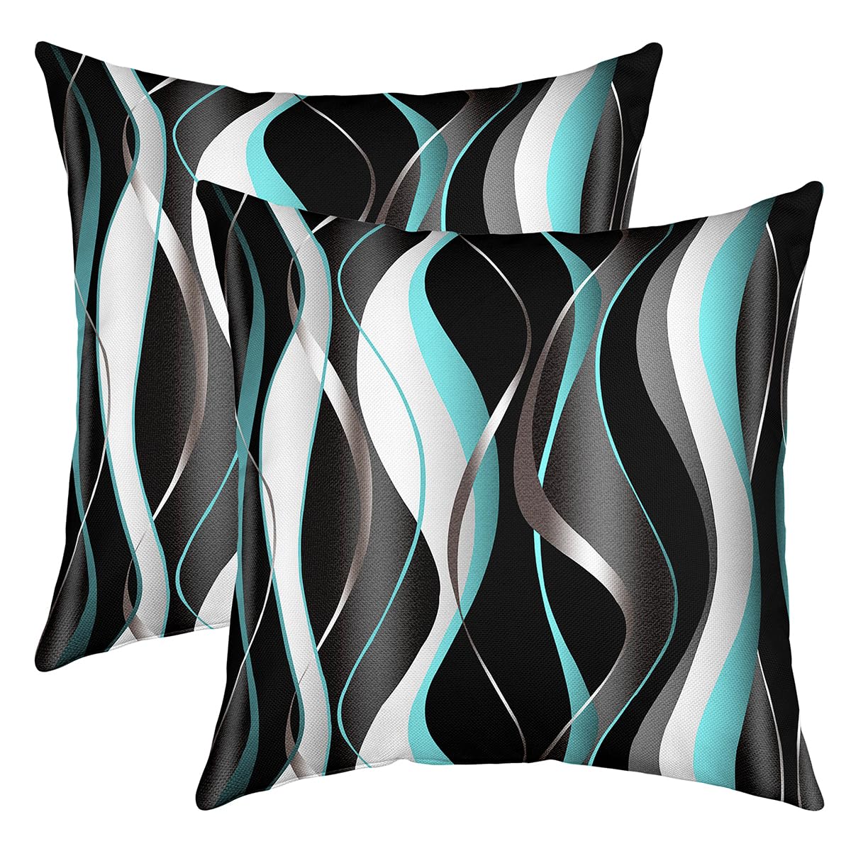 Loussiesd Green Grey Black Stripes Decorative Cushion Cover - Spiral Pattern 40x40cm - 2 Pieces Sofa Cover - Abstract Geometric Art Modern Luxury Zip Pillow Case — image 1