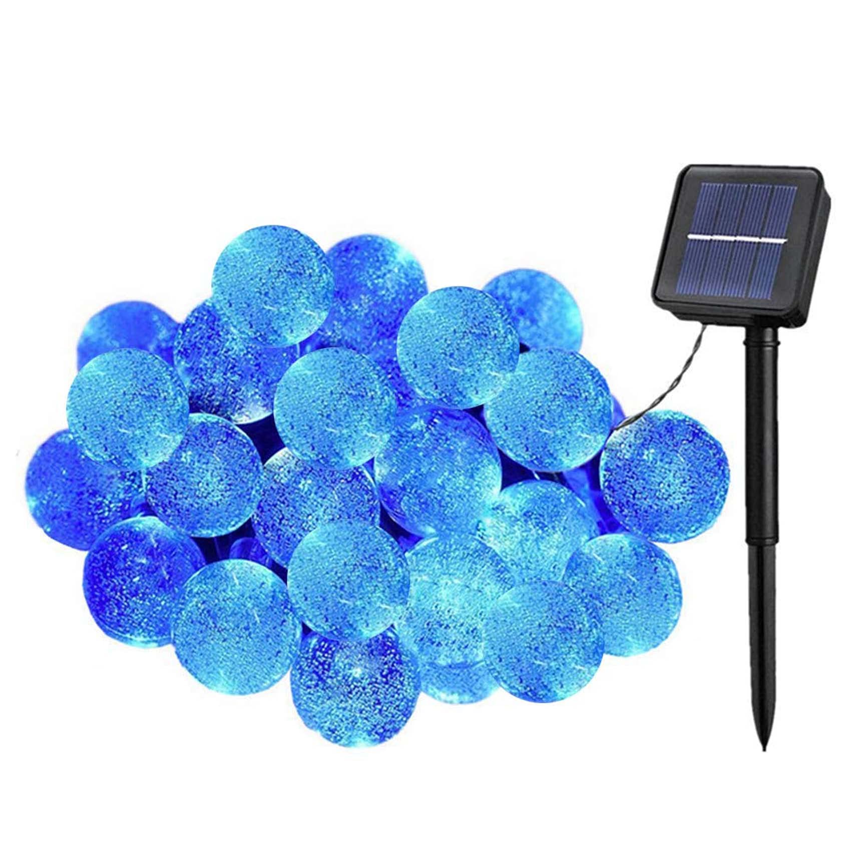 KEEDA Outdoor Solar 30LED Globe Ball String Lights for Garden Patio Yard Christmas Festival Party Decoration (Blue)