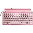 Adventurers Typewriter Bluetooth Wireless Keyboard - 83 Keys, Hot Swappable Blue Switch, Round Keycaps, White Backlit, Compact 75% Layout, Wired, for Windows/Mac/PC/Laptop/iPad, Pink