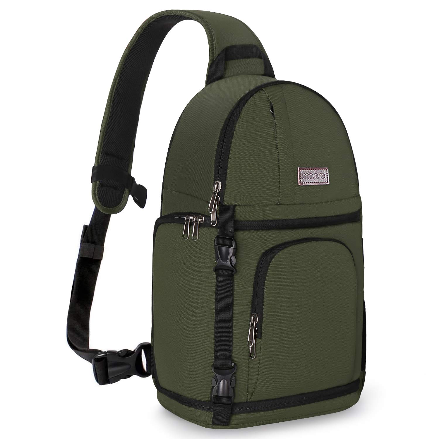 MOSISO Camera Sling Bag, DSLR/SLR/Mirrorless Camera Backpack Case Shockproof Photography Backpack with Tripod Holder & Removable Modular Inserts Compatible with Canon/Nikon/Sony/Fuji, Army Green