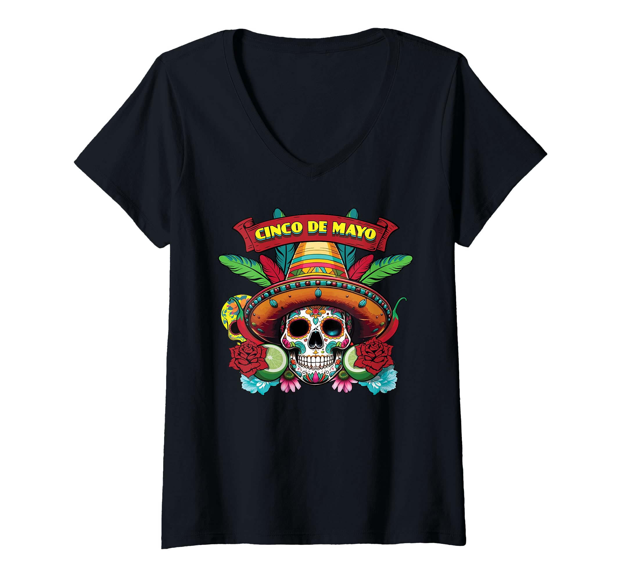 Happy Cinco De Mayo Shirt For Women - Funny Sombrero Graphic Tee, Mexican Fiesta Party Top (Cotton Blend, Casual Fit)