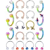 Uqnwbdq 20G 18G 16G 14g Septum Rings Surgical Steel Horseshoe Nose Septum Rings Cartilage Helix Tragus Rook Daith Earring Hoop Lip Piercing Jewelry Retainer for Women Men