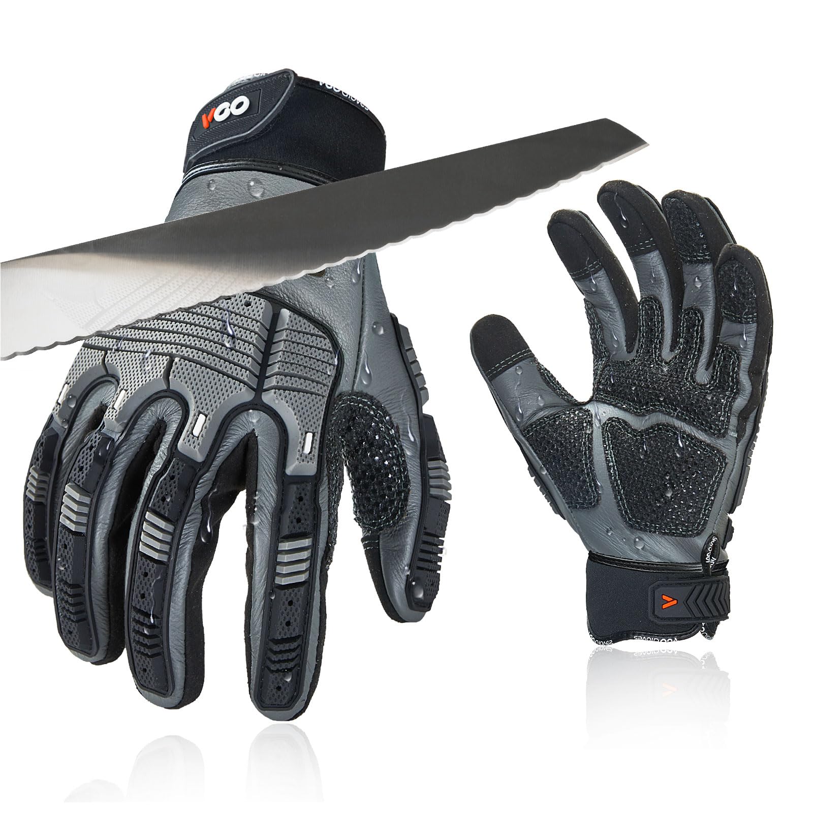 Vgo... 1Pair Cut Resistant Gloves,Safety leather Work Gloves,Mechanic Gloves,HPPE Anti-cut Liner,Hand Protection,EN388 level 5, ANSI A3(CA7722CT) — image 1