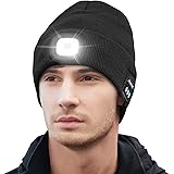 Keains Unisex Bluetooth Beanie Hat with Light, Upgraded Musical Knitted Cap with Headphone and Built-in Stereo Speakers & Mic
