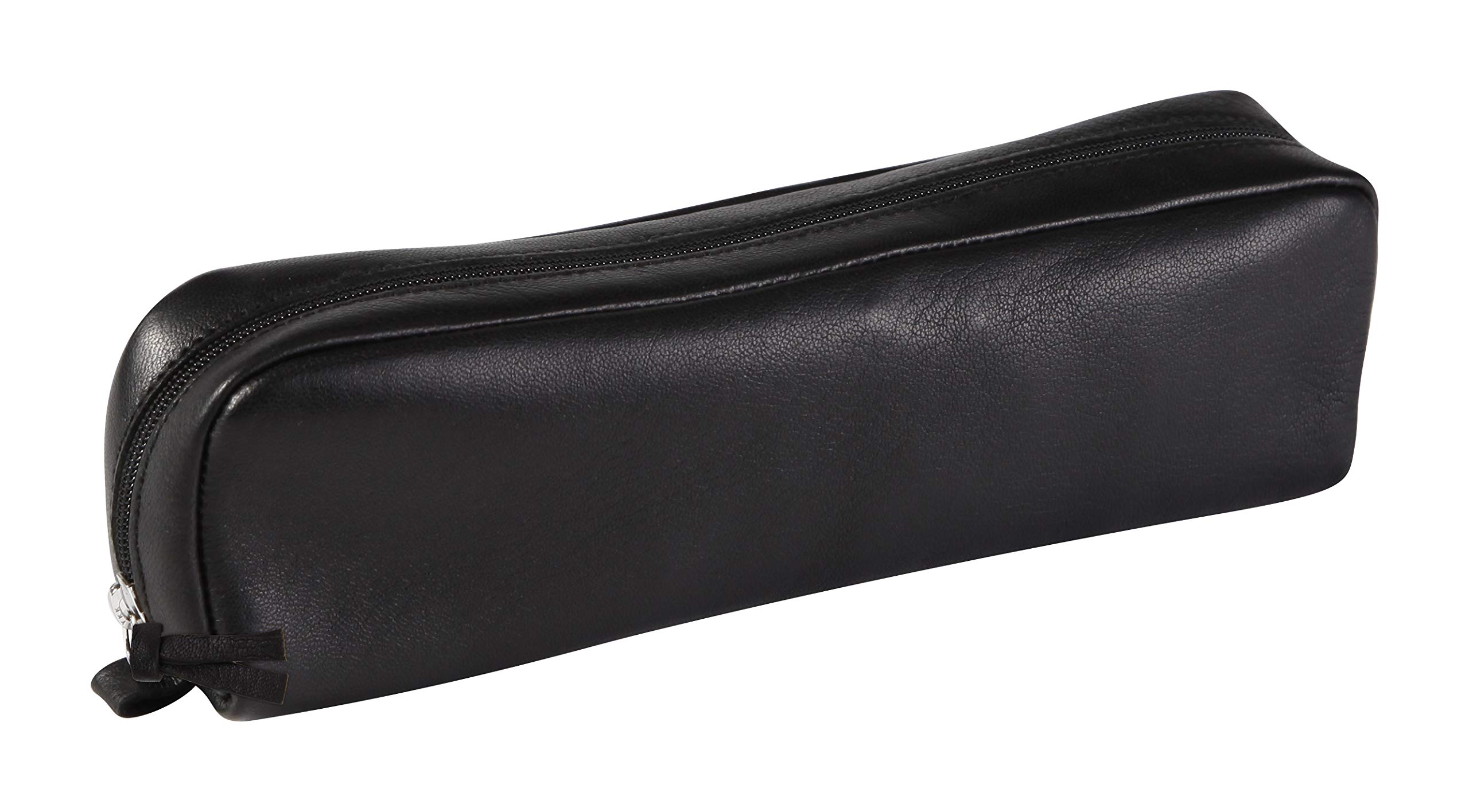 Clairefontaine 8321C -Rectangular School Pencil Case in Black Leather 21x4x6 cm in Genuine Lambskin - School Supplies - Coloured Pencil Case - Pen Holder