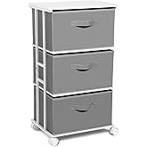MAX Houser Dresser Tower with 3 Drawers,Fabric Dresser Drawer Organizer Unit,Dresser Chest with Wood Top,Vertical Storage Dresser,Small Dresser for Bedroom,Office-Dark Grey