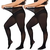 DUCMODA Plus Size Tights for Women, Ultra Soft Solid Color Semi-Opaque Pantyhose, Nylon High Waist Stockings 1X 2X 3X 4X
