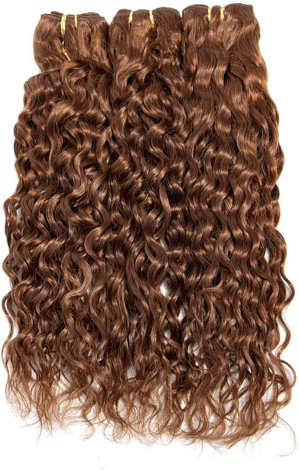 Year End Deals Auburn Water Hair Bundles Brazilian Water Wave Human Hair 3 Bundles Wet and Wavy Bundles Human Hair Extension Water Curly Hair Bundles (12 14 16 Inch,Color 30)