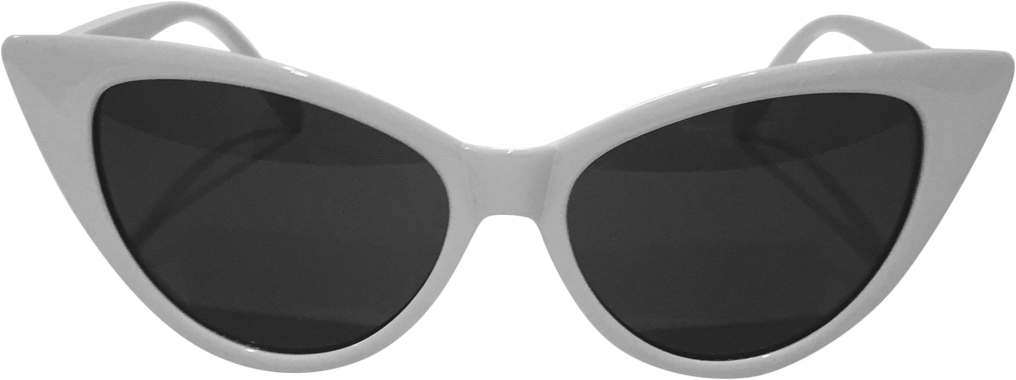 Cute White Cat Eye Sunglasses - 400UV Lens Protection - Retro Glasses with Cateyes Frames - Best Vintage 50's Costume for Women