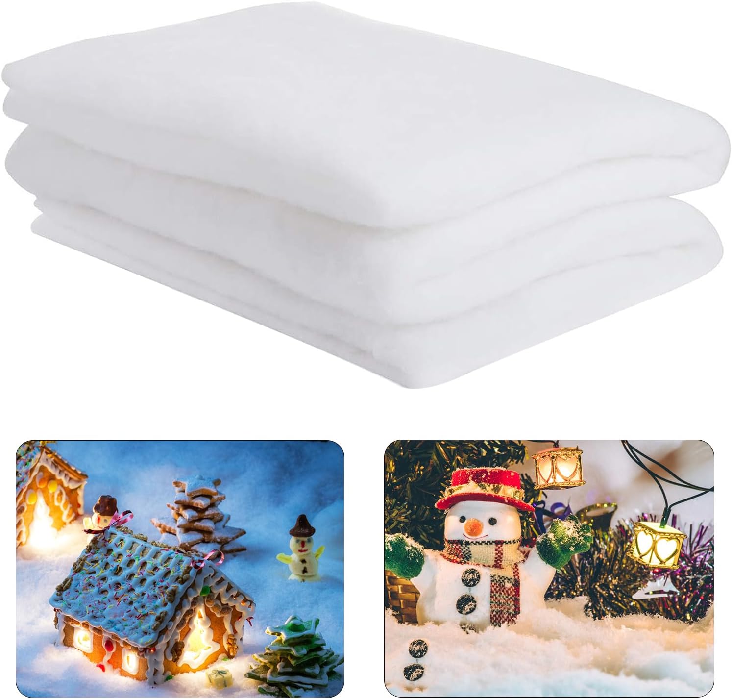 Artificial Snow - 1 Pack 3 x 8 Ft Fake Snow Blanket, Thickened Christmas Faux Snow Sheet Artificial Snow Roll for Crafts Christmas Village Display Photo Prop