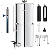 IceJoy Ultra-Filtration Gravity Water Filter System, Stainless Steel Countertop Purifier, NSF/ANSI 42 Certified, 2.25G Carbon Block