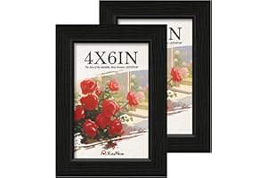 KissNow 4x6 Picture Frame 2 Pack, Black Solid Wood Gallery Photo Frame, Wall Hanging or Tabletop Display