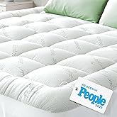Ultra Soft Full XL Size Mattress Topper - Viscose Made from Bamboo Pillow Top Mattress Pad for Back Pain Relief - Naturally Cooling for Hot Sleepers, White