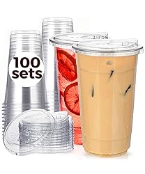 100 Pack 32 oz Clear Plastic Cups with
