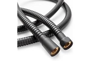 OFFO Shower Hose High Flow 11mm Large Bore, 3.0m Stainless Steel Replacement High Pressure Extra Long Shower Hose,Anti-Kink U