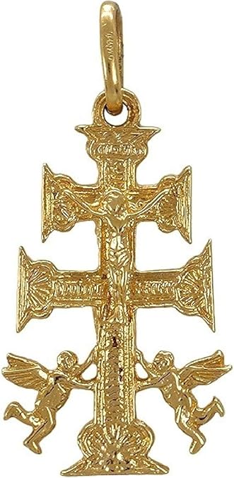Croix De Caravaca Unisexe En Or 18 Carats Massif Taille 18 X 32 Mm